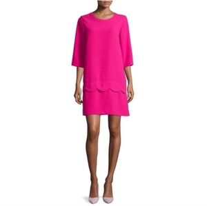 Kate Spade Demi Sweetheart Shift Scallop Dress Pink 3/4 Sleeve Shift Dress 10